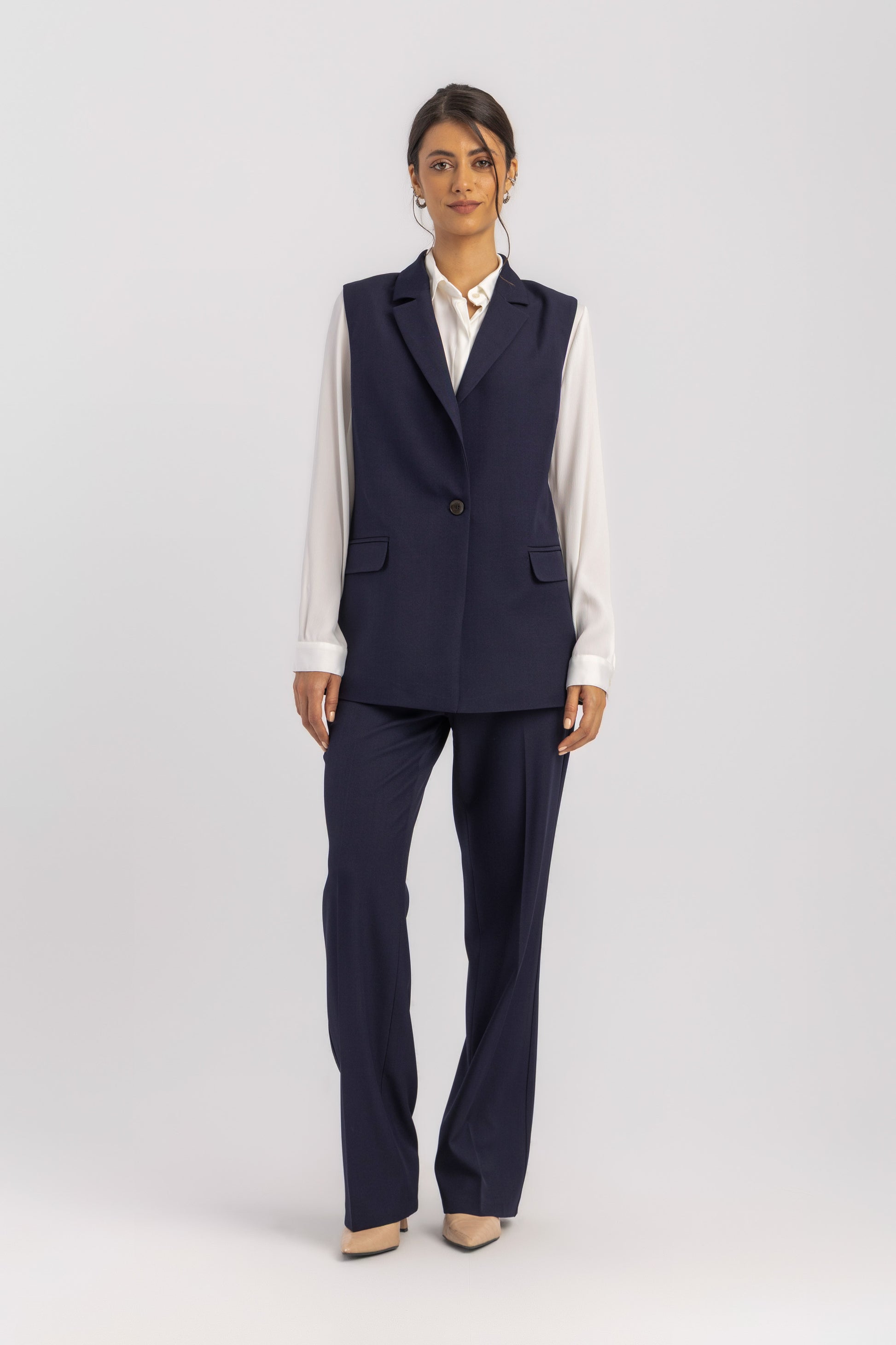 Sleeveless Tailored Vest Blazer