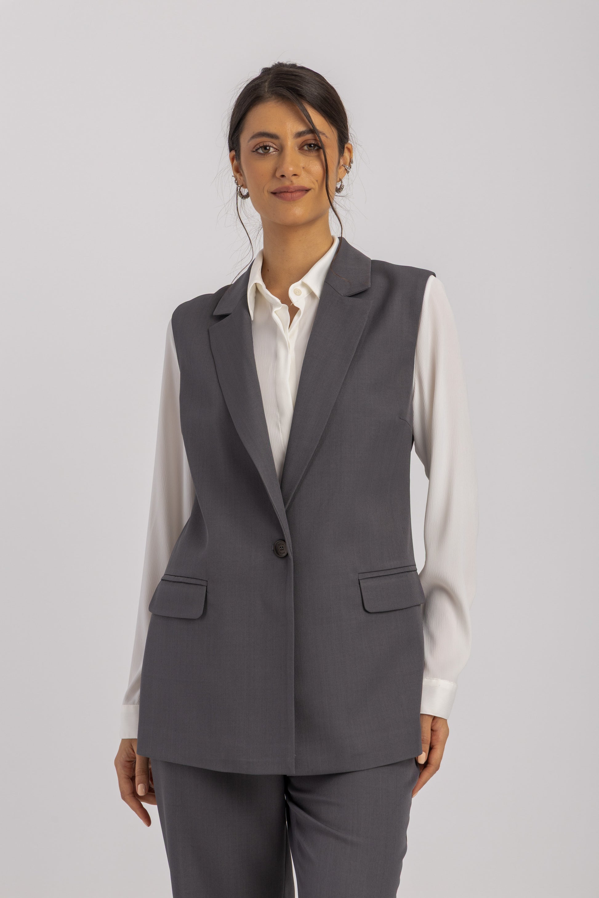 Sleeveless Tailored Vest Blazer