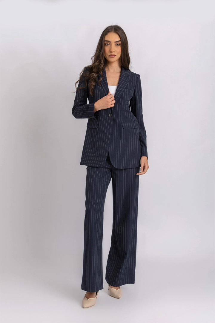 Pinstripe Blazer Women's Formal Jacket by ESLA with Notch Lapel