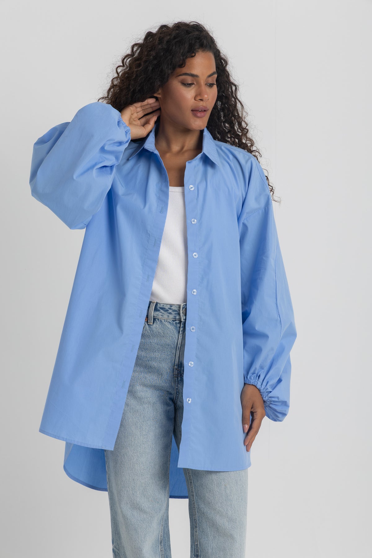 women’s Oversized Shirt with Balloon Sleeves