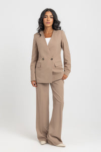 Women's Collarless Double-Breasted Blazer