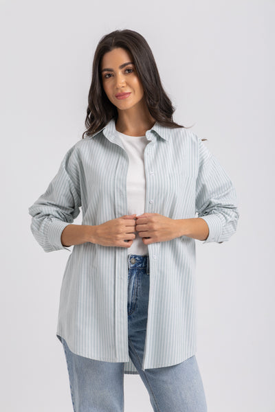 Oversized Striped Poplin Shirt