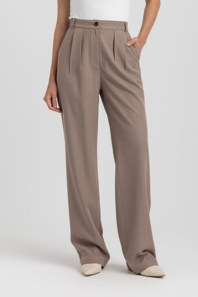 Wide Leg Pleated Trousers
