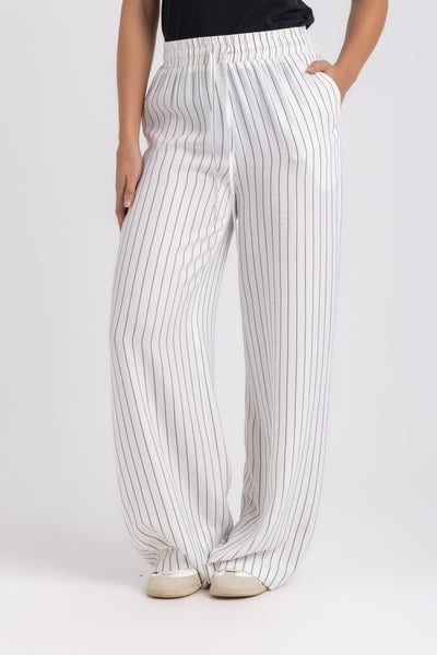 Vertical Striped Wide-Leg Trousers