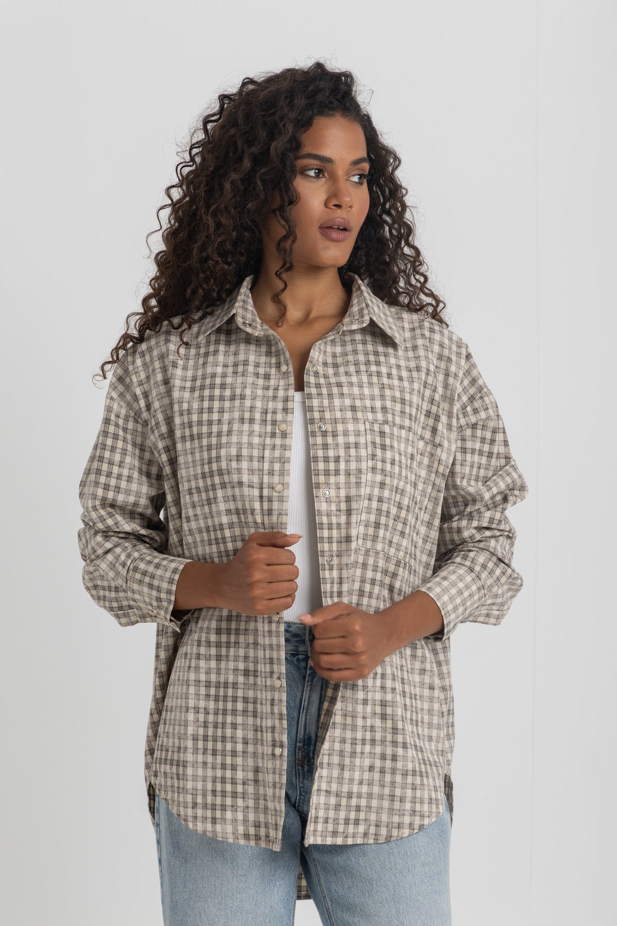 Oversized printed overshirt with an abstract check pattern