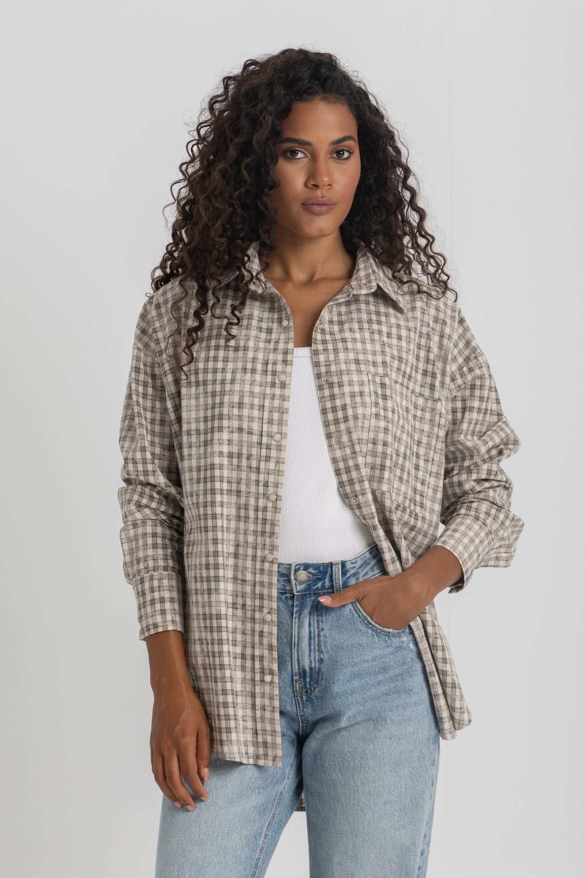 Oversized printed overshirt with an abstract check pattern
