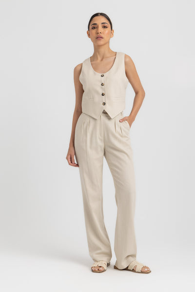 Tailored V-Neck Waistcoat with Tonal Buttons