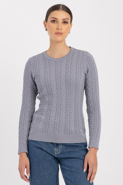 Classic Cable Knit Sweater- round neck