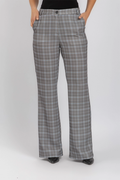 Plaid Wide-Leg Pants | High-Waist Crepe | ESLA