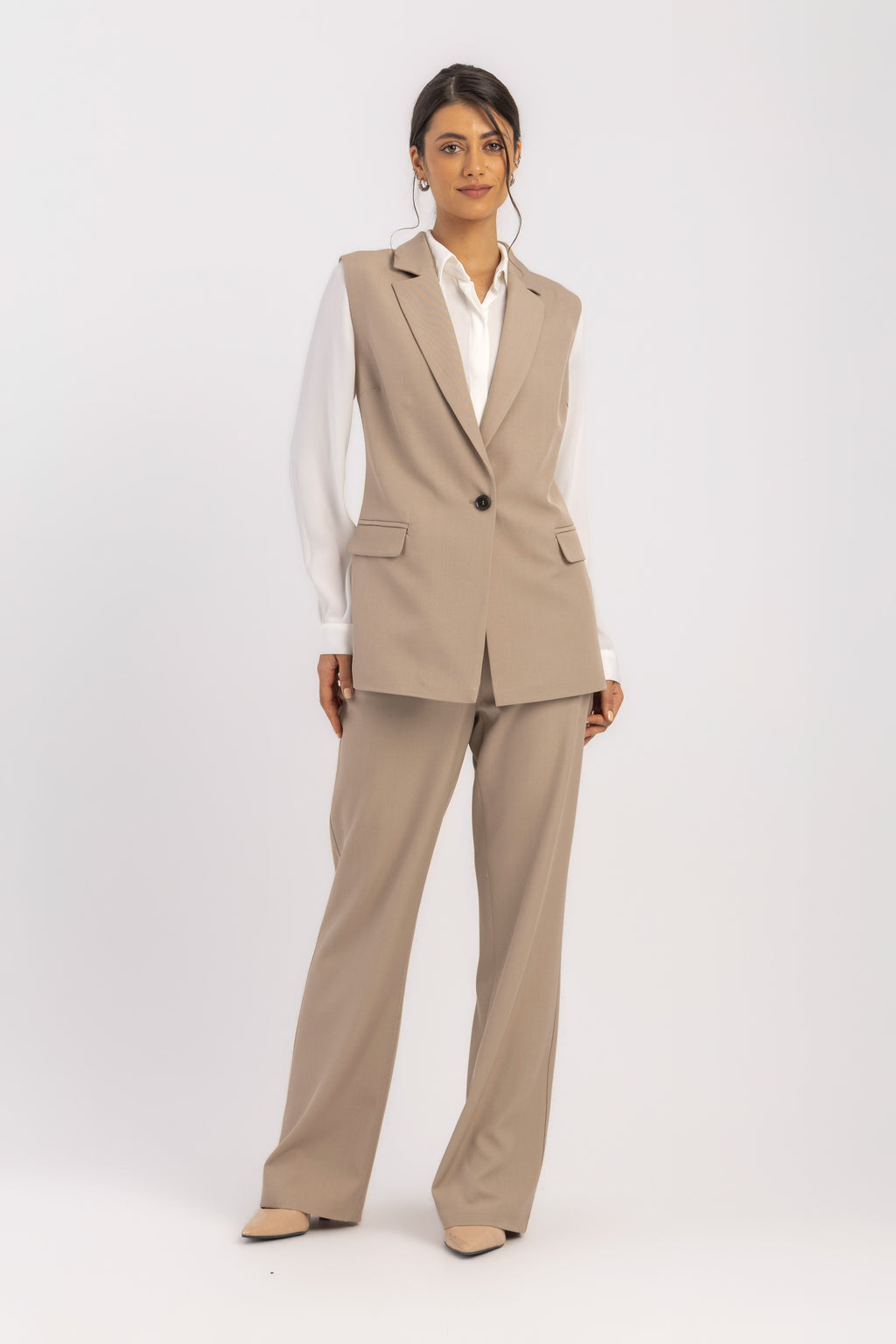 Sleeveless Tailored Vest Blazer