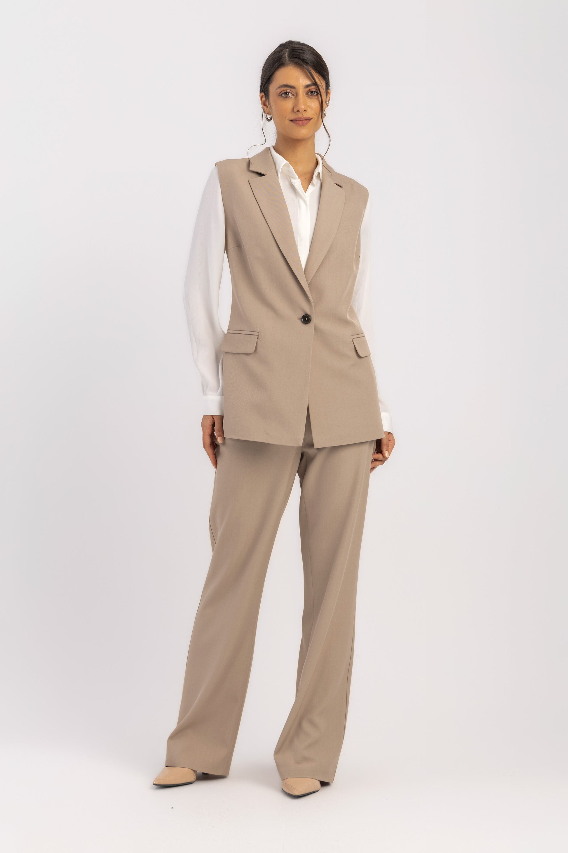 Sleeveless Tailored Vest Blazer