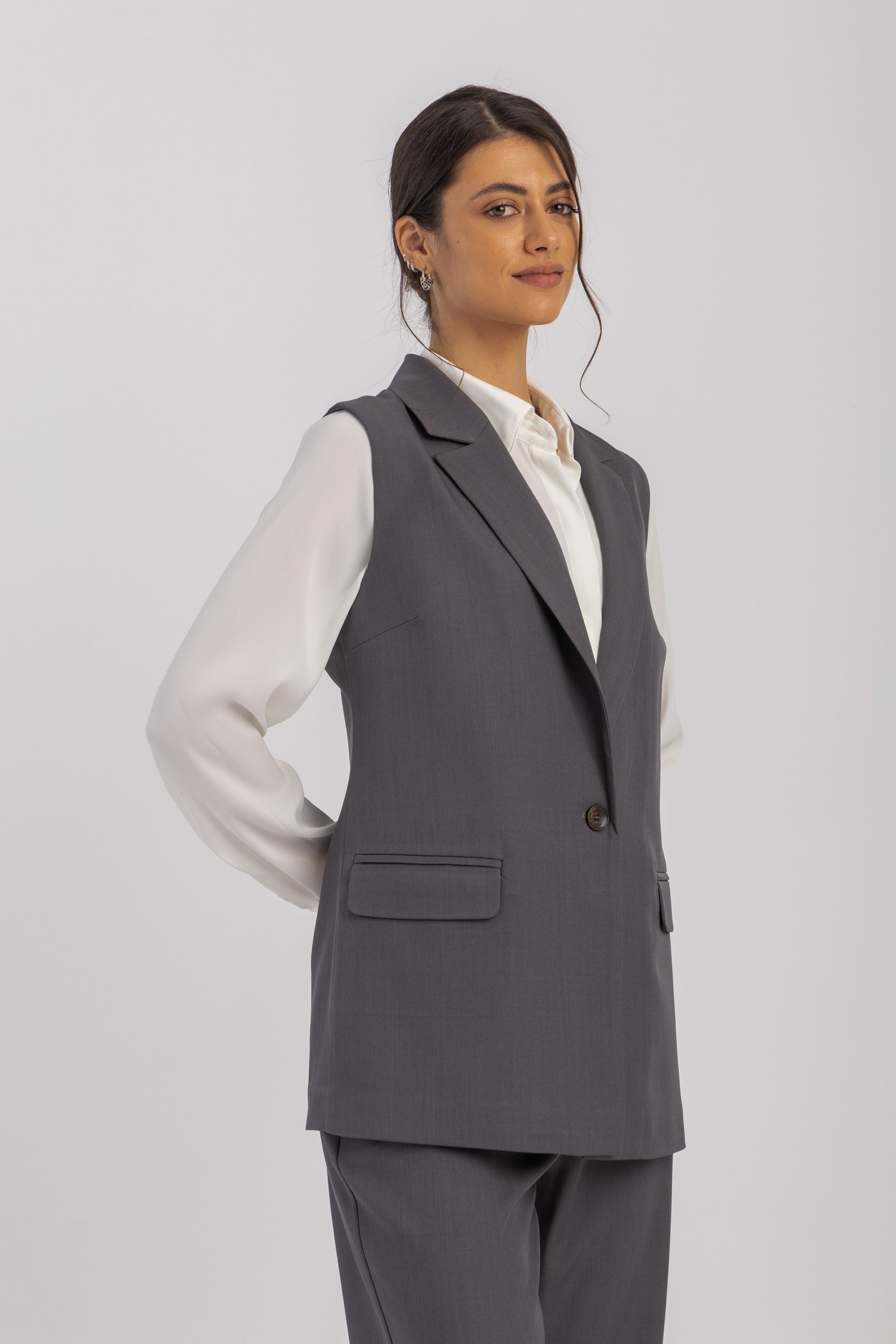 Sleeveless Tailored Vest Blazer