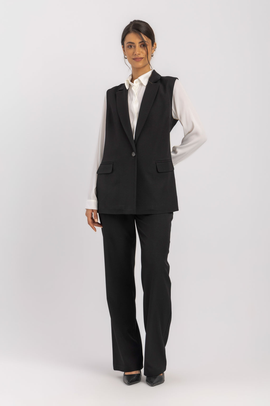 Sleeveless Tailored Vest Blazer