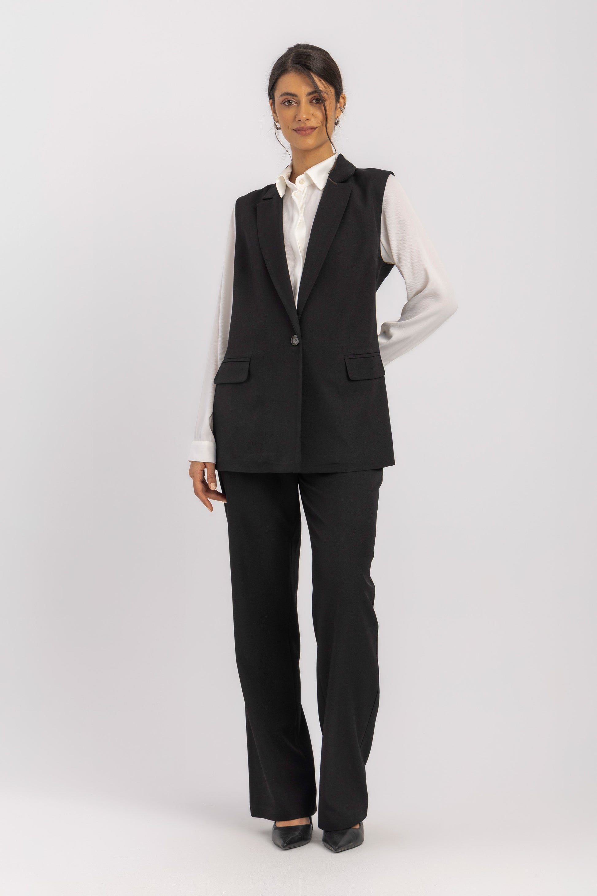 Sleeveless Tailored Vest Blazer