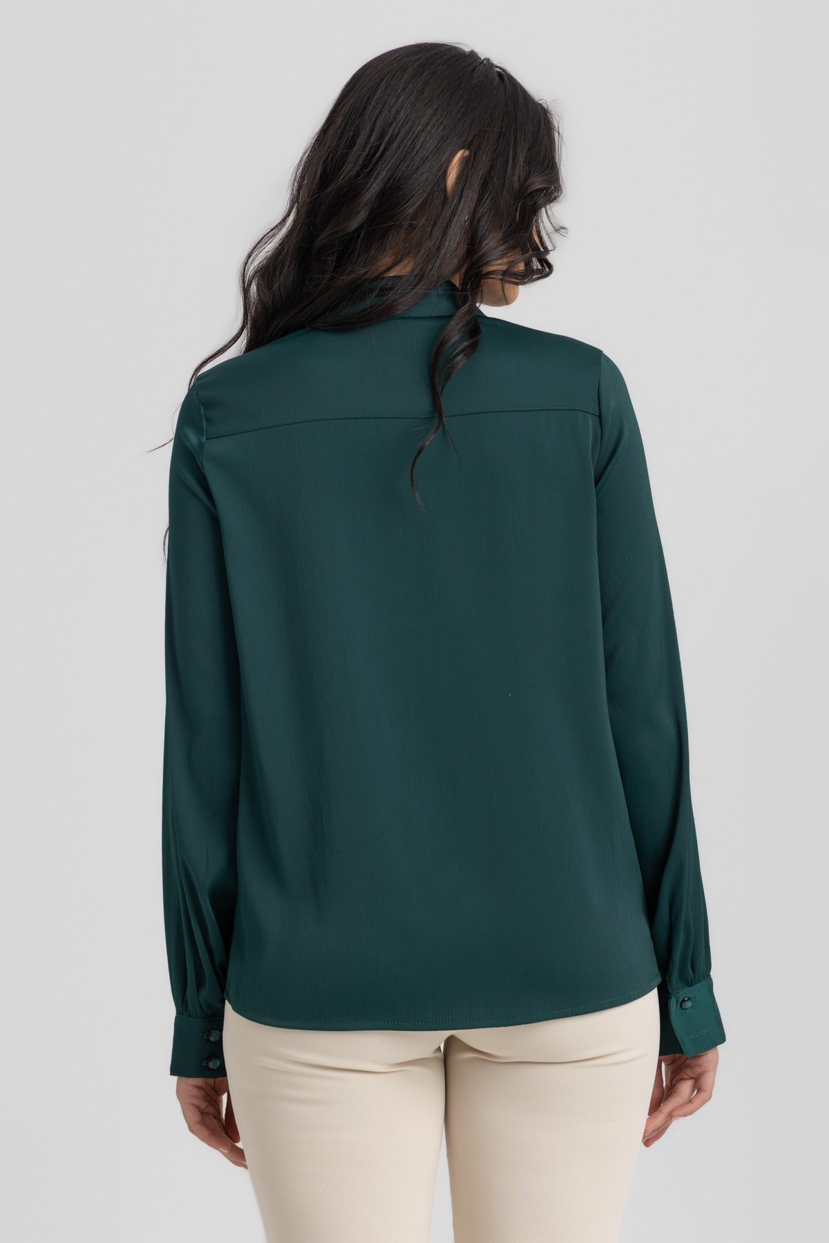 Button-Up Blouse with Mandarin Collar