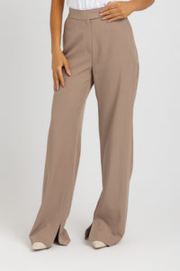 Women's Wide-Leg Trousers with Front Hem Slits