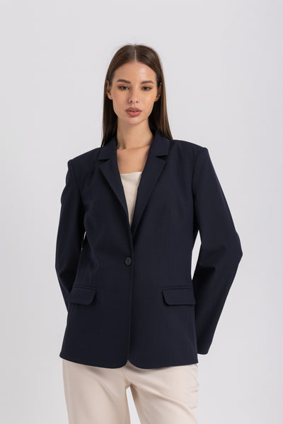 Single-Button Crepe Blazer