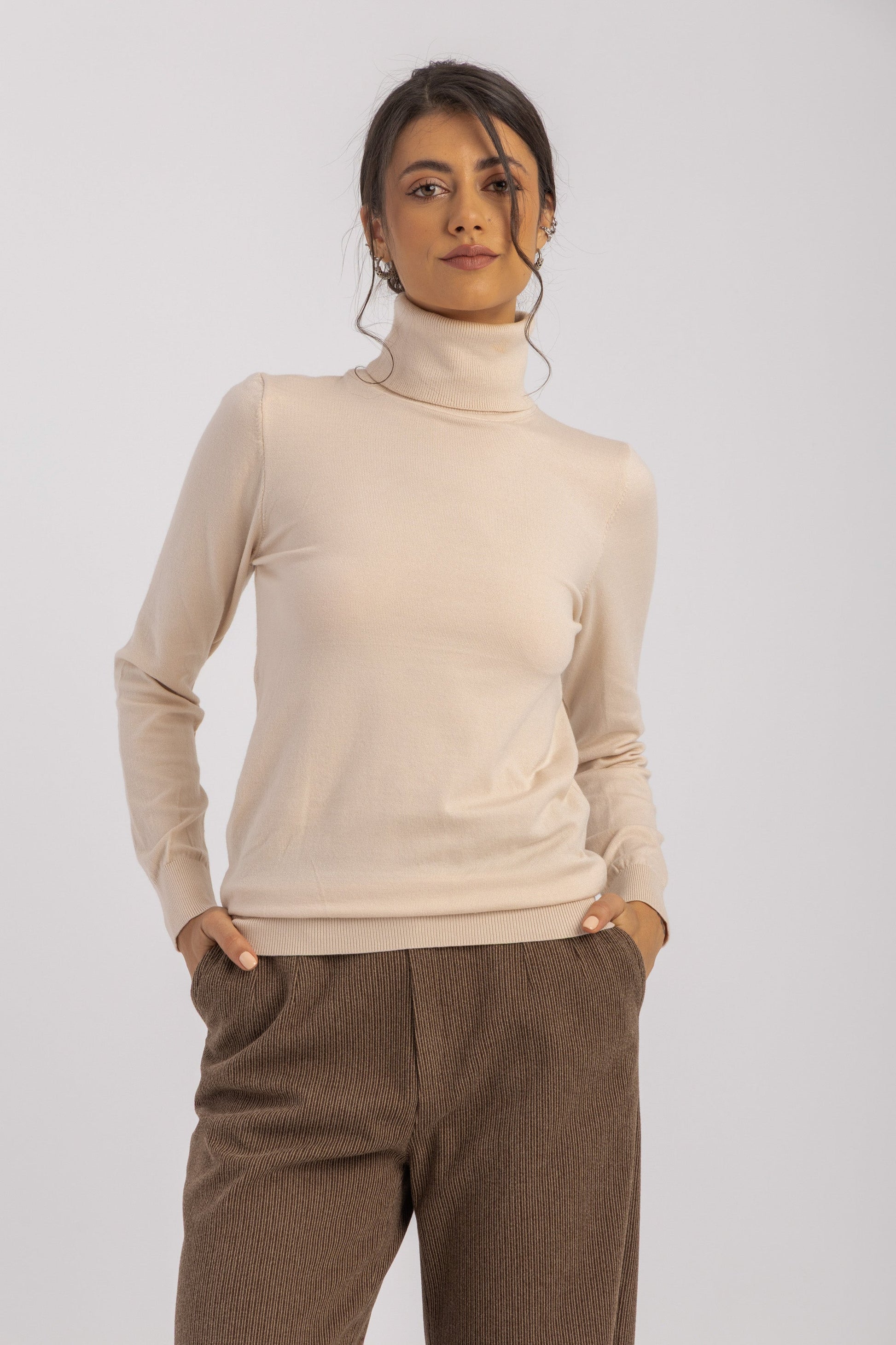 Turtleneck Knitted Long Sleeve Top