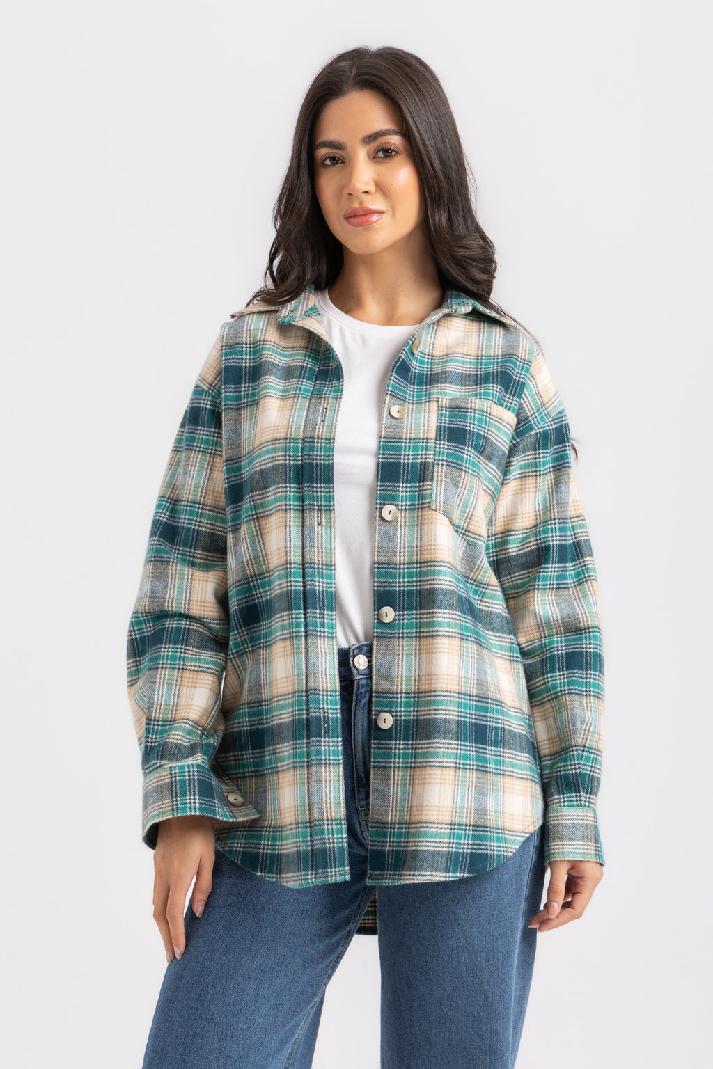 ESLA Checked Button-Down Overshirt