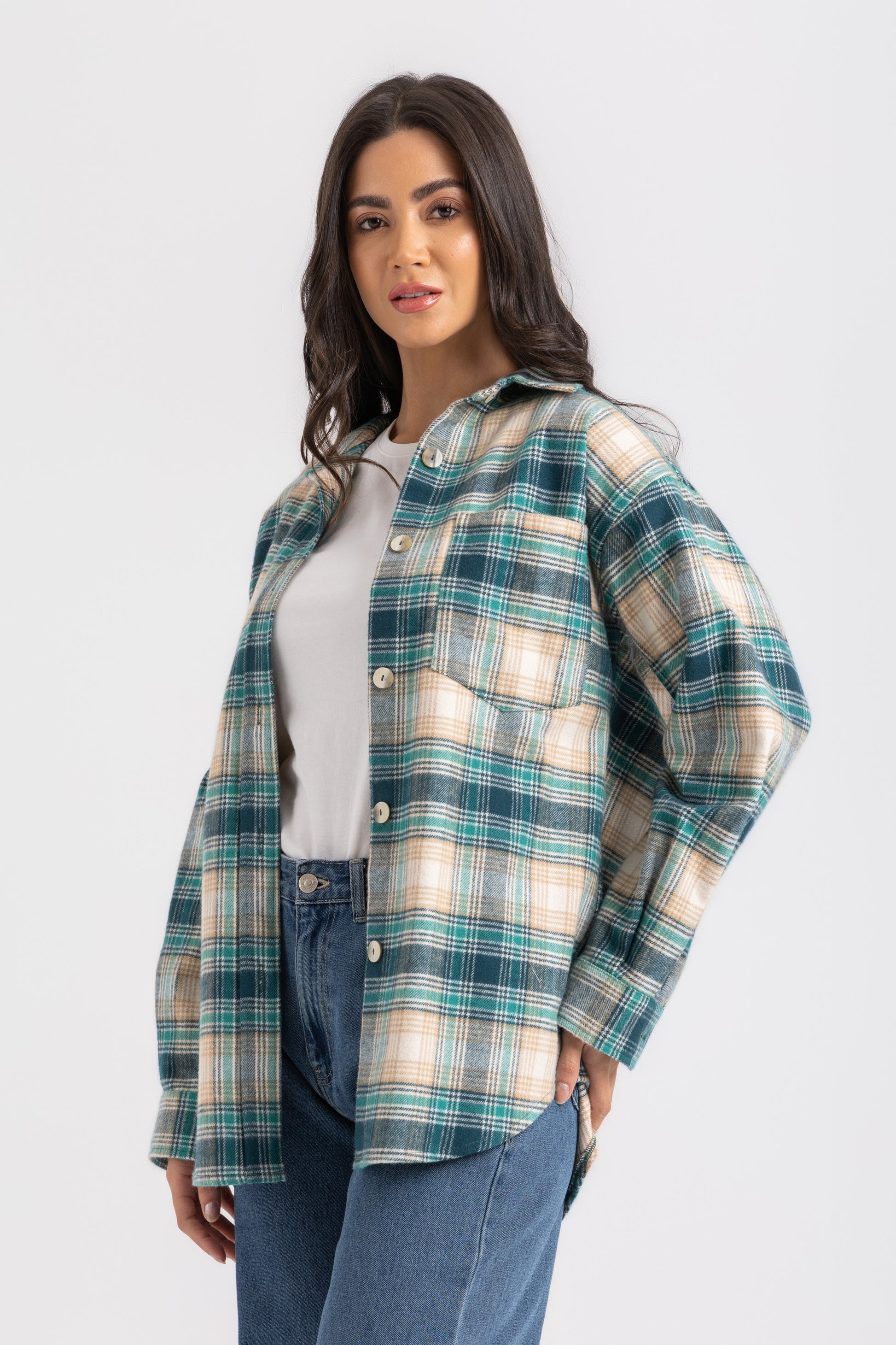 ESLA Checked Button-Down Overshirt