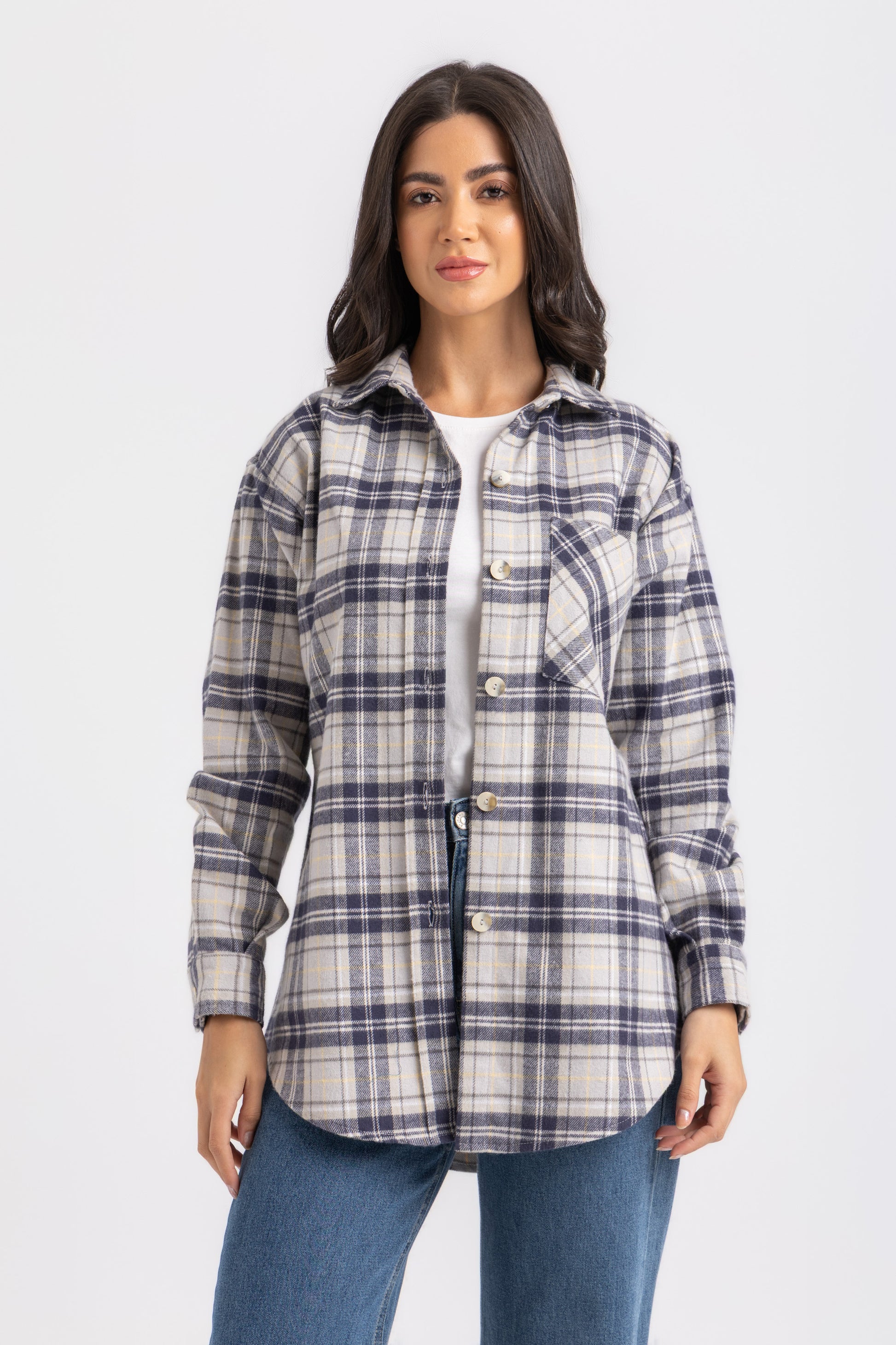 ESLA Checked Button-Down Overshirt