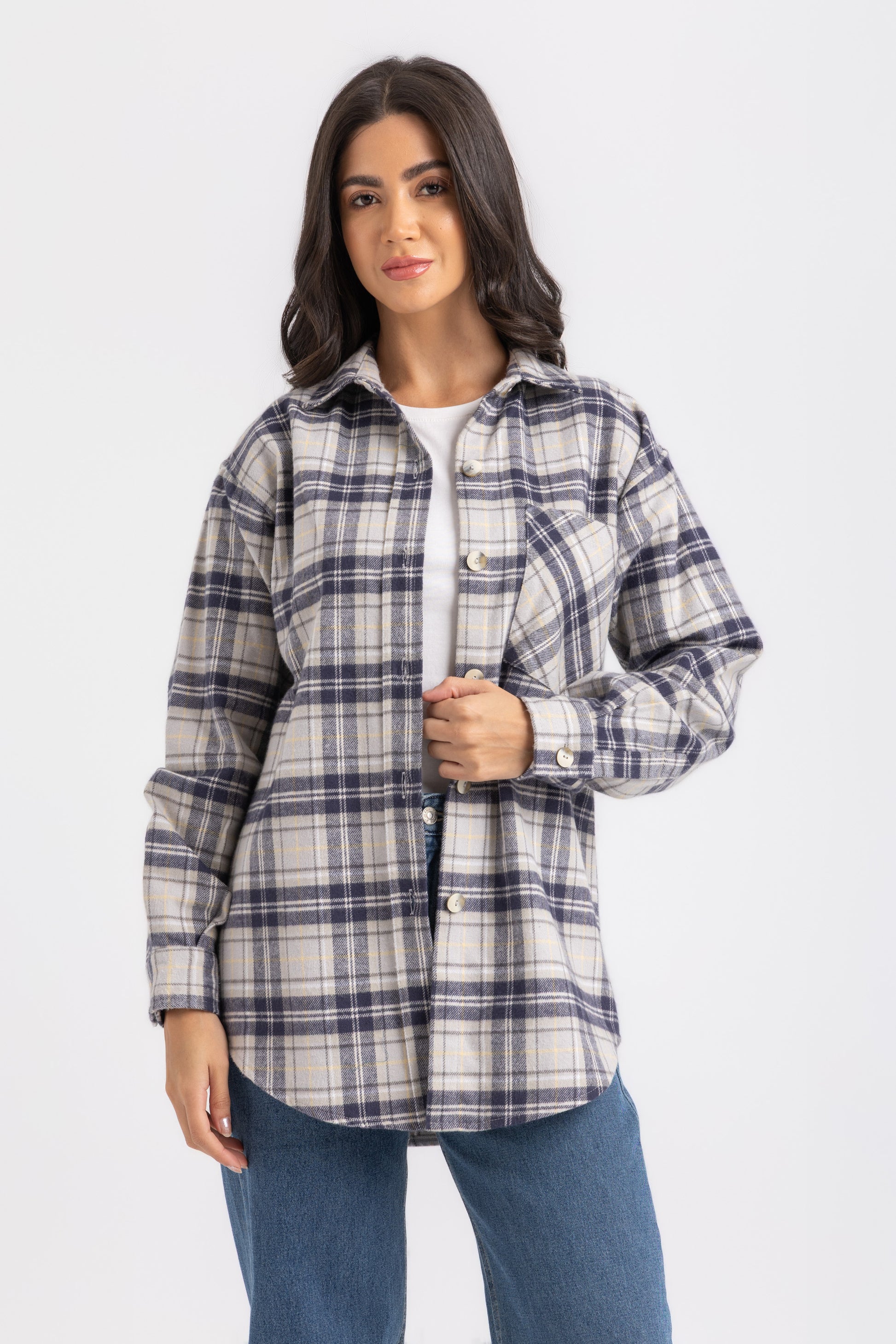 ESLA Checked Button-Down Overshirt