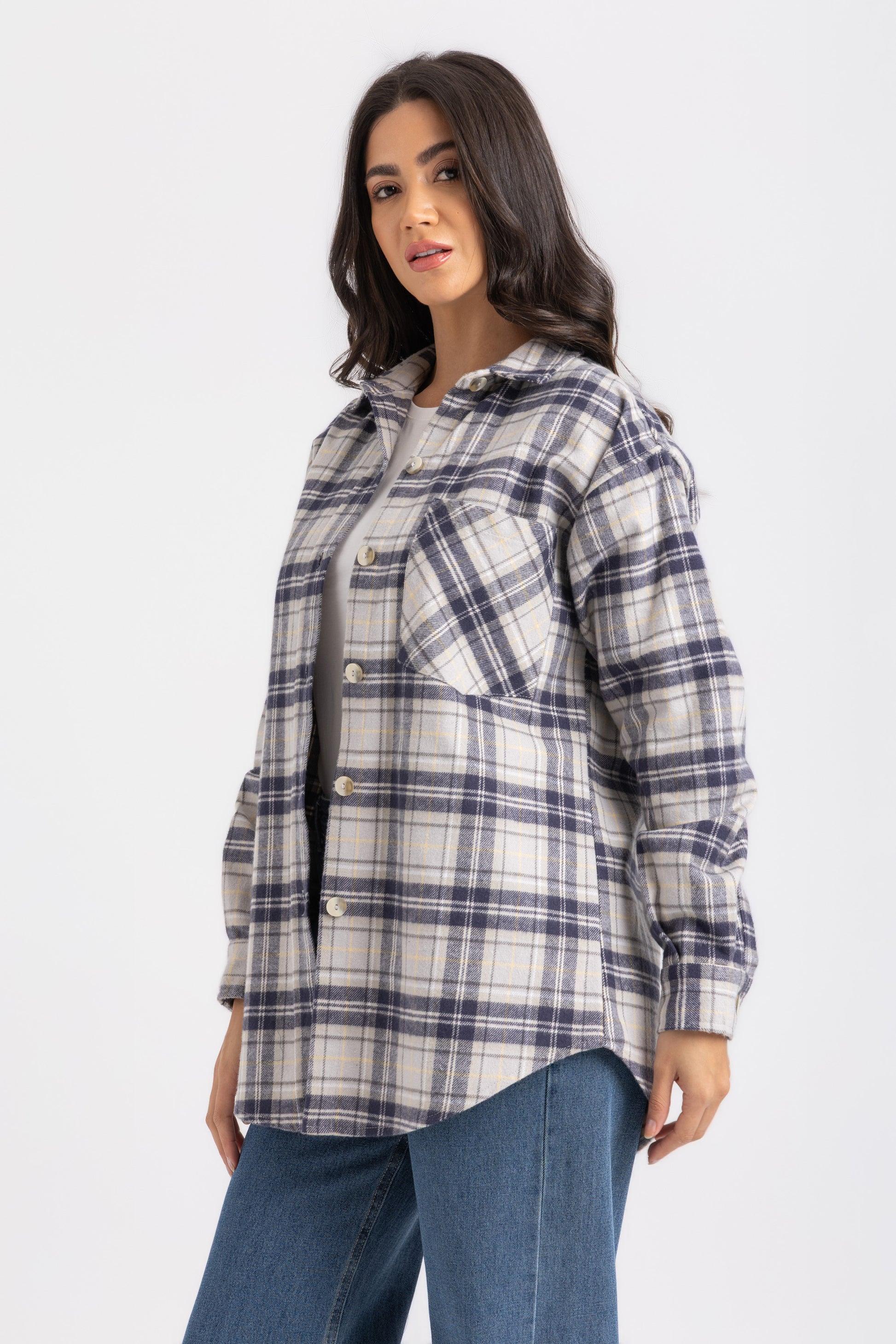 ESLA Checked Button-Down Overshirt