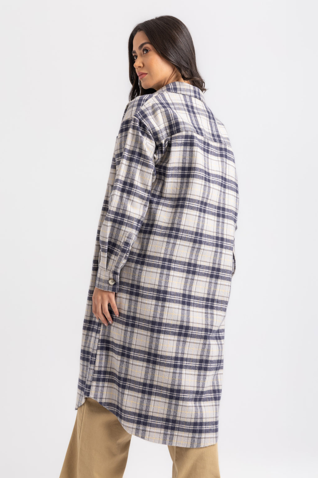 ESLA Long Checked Button-Down Overshirt