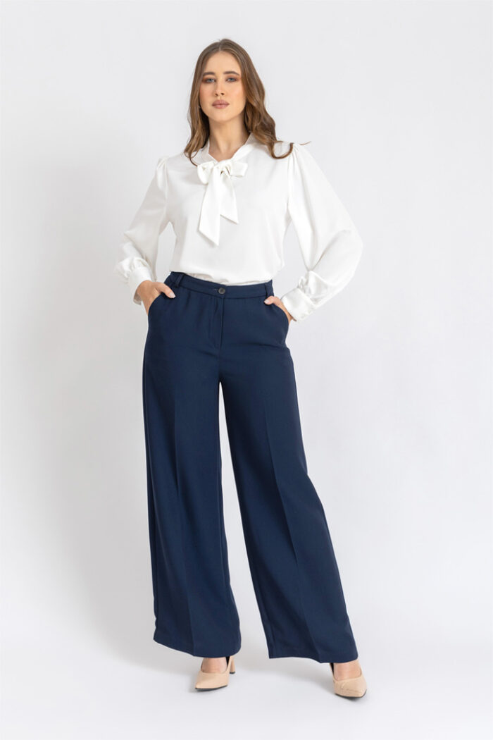 Formal Blouse Bow-Tie Neck Long Sleeve Polyester – ESLA