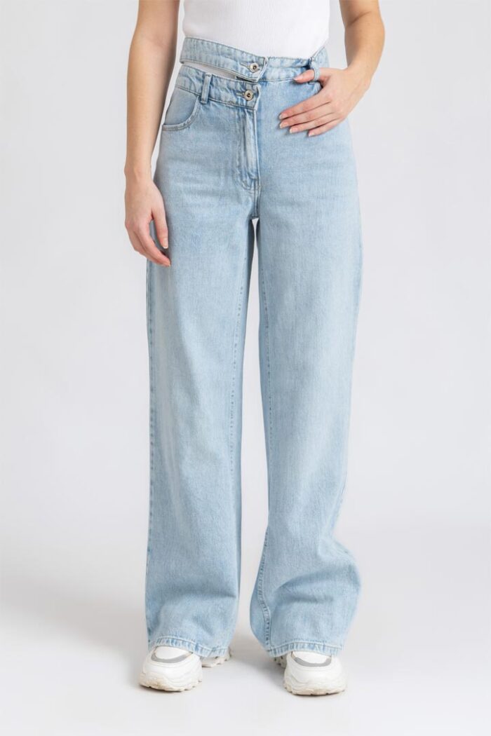 Women’s High-Waisted Wide-Leg Jeans – Vintage Light Wash