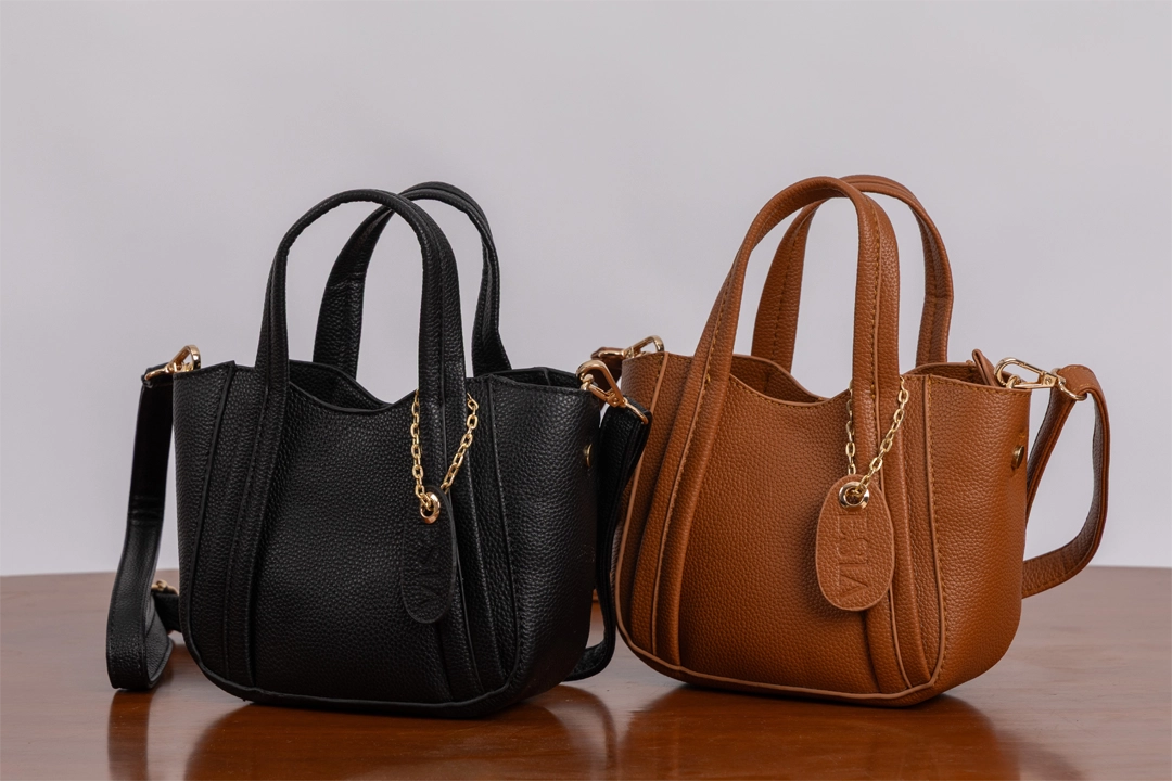 ESLA Mini Tote Bag Handbag Dual-Strap Textured Design – Black